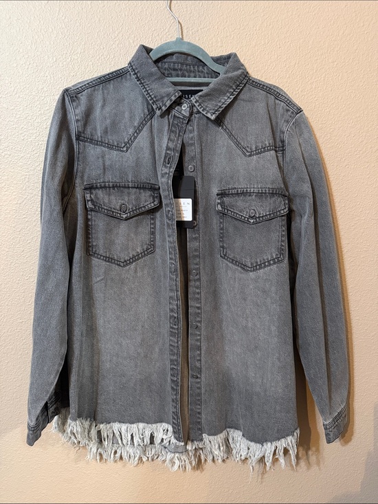Risen Jeans Jackets & Blazers - Women's Gray Frayed Hem Denim Jacket